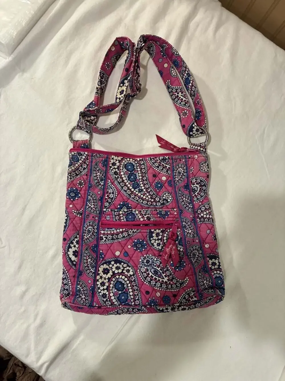 Vera Bradley Boysenberry Pink Paisley Quilted Crossbody Bag Purse